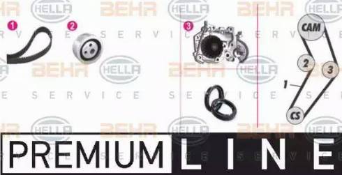 BEHR HELLA Service 8MP 376 801-871 - Водяной насос + комплект зубчатого ремня ГРМ www.autospares.lv