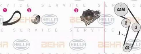 BEHR HELLA Service 8MP 376 808-841 - Water Pump & Timing Belt Set www.autospares.lv