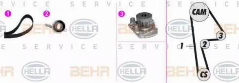 BEHR HELLA Service 8MP 376 808-881 - Водяной насос + комплект зубчатого ремня ГРМ www.autospares.lv