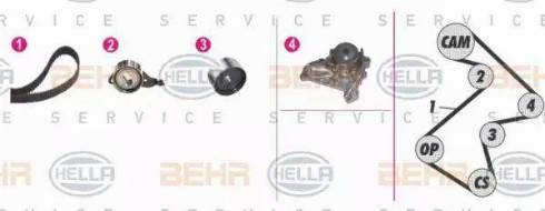 BEHR HELLA Service 8MP 376 808-821 - Ūdenssūknis + Zobsiksnas komplekts autospares.lv