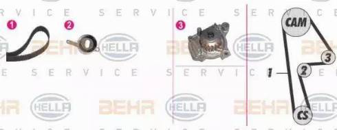 BEHR HELLA Service 8MP 376 808-871 - Водяной насос + комплект зубчатого ремня ГРМ www.autospares.lv