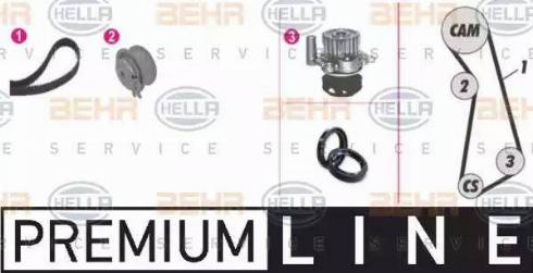 BEHR HELLA Service 8MP 376 803-801 - Водяной насос + комплект зубчатого ремня ГРМ www.autospares.lv