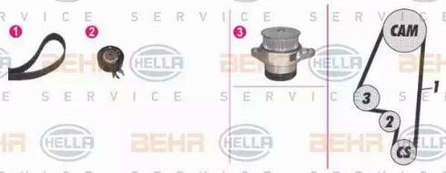 BEHR HELLA Service 8MP 376 803-881 - Водяной насос + комплект зубчатого ремня ГРМ www.autospares.lv