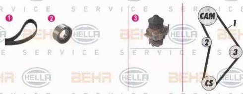 BEHR HELLA Service 8MP 376 803-821 - Водяной насос + комплект зубчатого ремня ГРМ www.autospares.lv