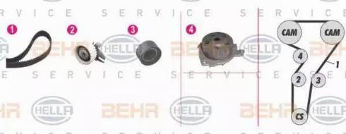 BEHR HELLA Service 8MP 376 802-891 - Водяной насос + комплект зубчатого ремня ГРМ www.autospares.lv