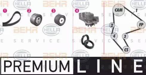 BEHR HELLA Service 8MP 376 802-841 - Водяной насос + комплект зубчатого ремня ГРМ www.autospares.lv