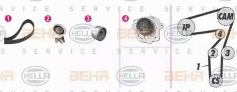 BEHR HELLA Service 8MP 376 802-801 - Ūdenssūknis + Zobsiksnas komplekts autospares.lv