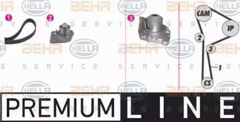 BEHR HELLA Service 8MP 376 802-821 - Ūdenssūknis + Zobsiksnas komplekts autospares.lv