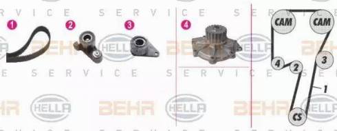 BEHR HELLA Service 8MP 376 807-801 - Водяной насос + комплект зубчатого ремня ГРМ www.autospares.lv