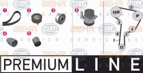 BEHR HELLA Service 8MP 376 807-811 - Водяной насос + комплект зубчатого ремня ГРМ www.autospares.lv