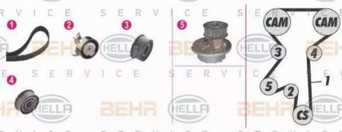 BEHR HELLA Service 8MP 376 807-821 - Ūdenssūknis + Zobsiksnas komplekts www.autospares.lv