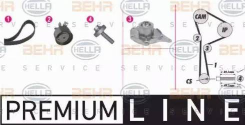 BEHR HELLA Service 8MP 376 814-831 - Ūdenssūknis + Zobsiksnas komplekts www.autospares.lv