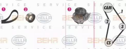 BEHR HELLA Service 8MP 376 815-811 - Водяной насос + комплект зубчатого ремня ГРМ www.autospares.lv