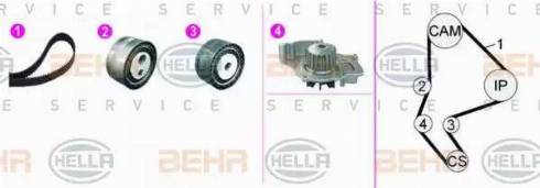 BEHR HELLA Service 8MP 376 816-801 - Водяной насос + комплект зубчатого ремня ГРМ www.autospares.lv