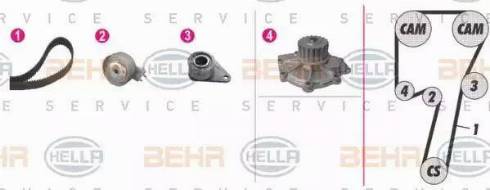 BEHR HELLA Service 8MP 376 810-831 - Ūdenssūknis + Zobsiksnas komplekts autospares.lv