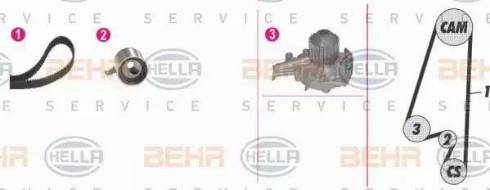 BEHR HELLA Service 8MP 376 811-891 - Ūdenssūknis + Zobsiksnas komplekts autospares.lv