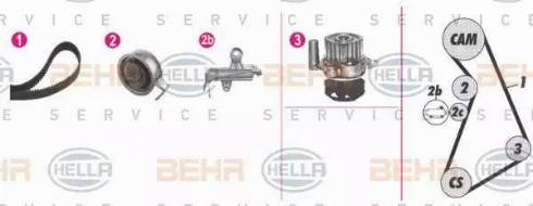 BEHR HELLA Service 8MP 376 811-831 - Водяной насос + комплект зубчатого ремня ГРМ www.autospares.lv