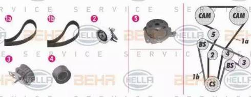 BEHR HELLA Service 8MP 376 813-801 - Водяной насос + комплект зубчатого ремня ГРМ www.autospares.lv