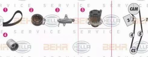 BEHR HELLA Service 8MP 376 812-891 - Водяной насос + комплект зубчатого ремня ГРМ www.autospares.lv