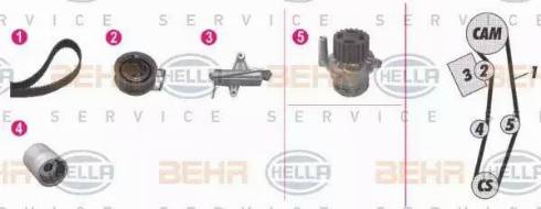 BEHR HELLA Service 8MP 376 812-881 - Водяной насос + комплект зубчатого ремня ГРМ www.autospares.lv