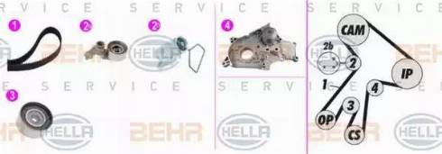 BEHR HELLA Service 8MP 376 817-861 - Ūdenssūknis + Zobsiksnas komplekts autospares.lv