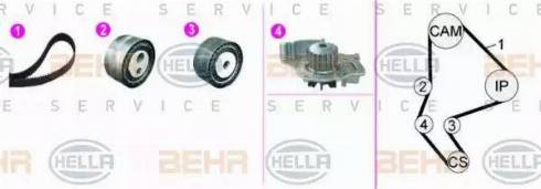 BEHR HELLA Service 8MP 376 817-811 - Ūdenssūknis + Zobsiksnas komplekts www.autospares.lv