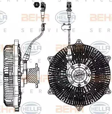 BEHR HELLA Service 8MV 376 907-131 - Sajūgs, Radiatora ventilators www.autospares.lv