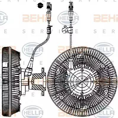 BEHR HELLA Service 8MV 376 907-221 - Sajūgs, Radiatora ventilators www.autospares.lv