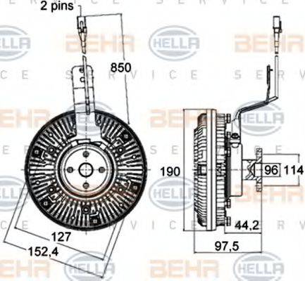 BEHR HELLA Service 8MV 376 758-491 - Sajūgs, Radiatora ventilators www.autospares.lv