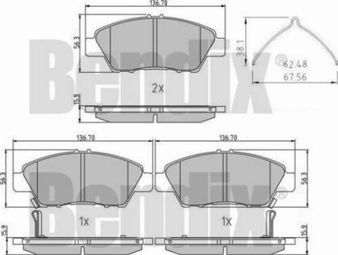 BENDIX 510992 - Bremžu uzliku kompl., Disku bremzes autospares.lv