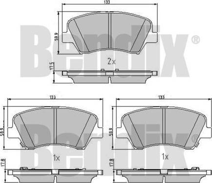 BENDIX 510980 - Bremžu uzliku kompl., Disku bremzes autospares.lv