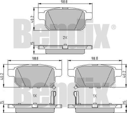 BENDIX 510923 - Brake Pad Set, disc brake www.autospares.lv