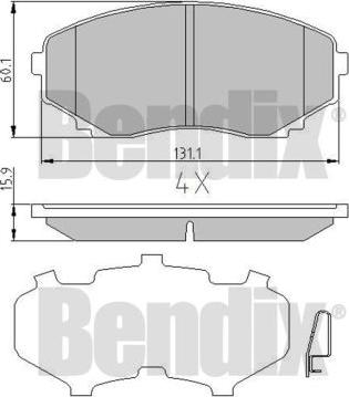 BENDIX 510441 - Brake Pad Set, disc brake www.autospares.lv