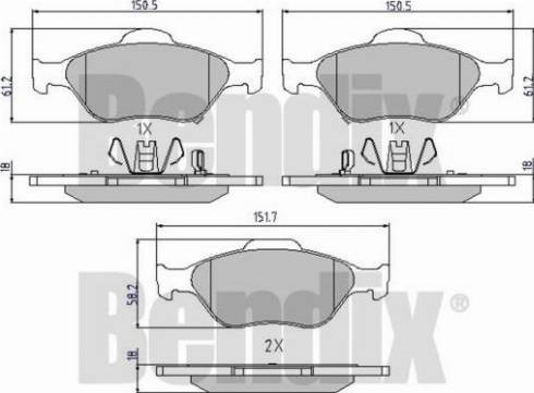 BENDIX 510454 - Bremžu uzliku kompl., Disku bremzes autospares.lv