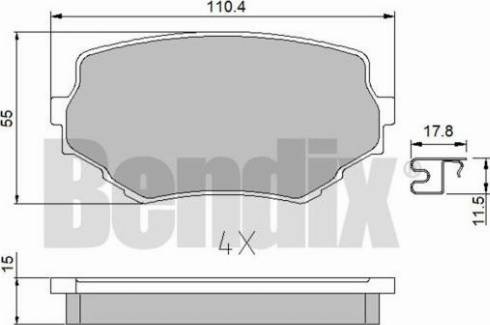 BENDIX 510451 - Тормозные колодки, дисковые, комплект www.autospares.lv