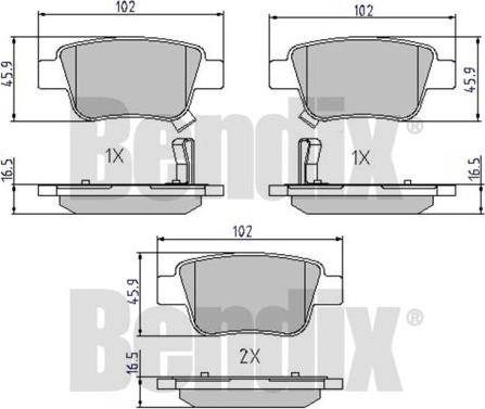 BENDIX 510458 - Bremžu uzliku kompl., Disku bremzes autospares.lv