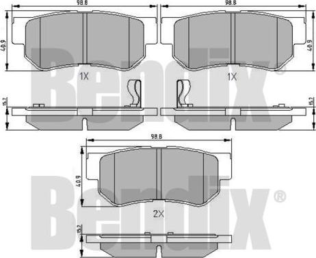 BENDIX 510419 - Brake Pad Set, disc brake www.autospares.lv