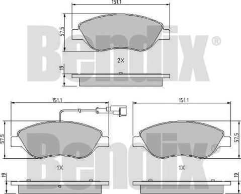 BENDIX 510411 - Bremžu uzliku kompl., Disku bremzes autospares.lv