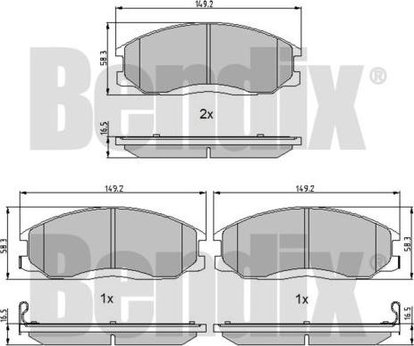 BENDIX 510418 - Brake Pad Set, disc brake www.autospares.lv