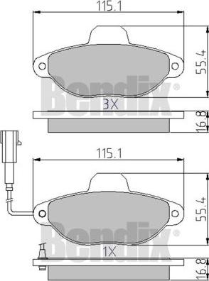 BENDIX 510594 - Brake Pad Set, disc brake www.autospares.lv