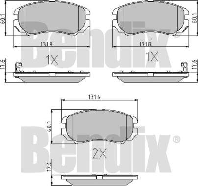 BENDIX 510542 - Brake Pad Set, disc brake www.autospares.lv