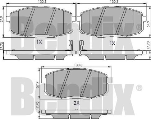 BENDIX 510569 - Тормозные колодки, дисковые, комплект www.autospares.lv