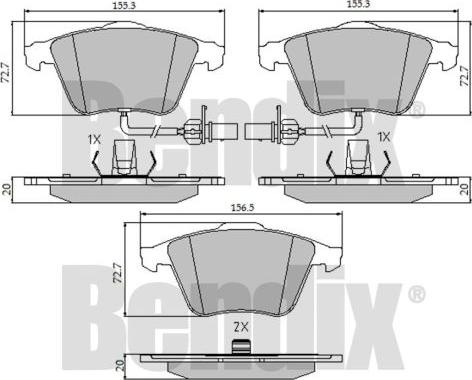 BENDIX 510504 - Bremžu uzliku kompl., Disku bremzes www.autospares.lv