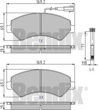 BENDIX 510516 - Bremžu uzliku kompl., Disku bremzes autospares.lv