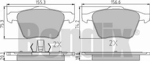 BENDIX 510525 - Тормозные колодки, дисковые, комплект www.autospares.lv