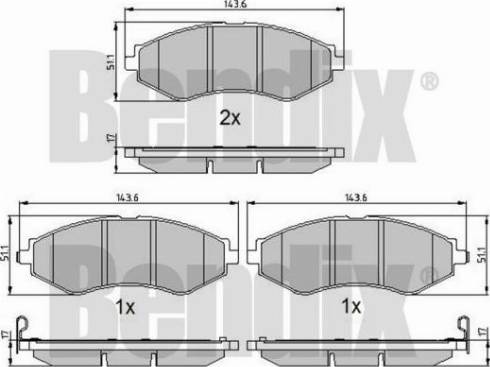 BENDIX 510523 - Bremžu uzliku kompl., Disku bremzes autospares.lv