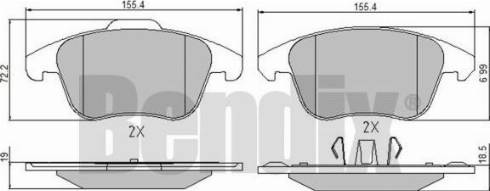 BENDIX 510609 - Тормозные колодки, дисковые, комплект www.autospares.lv