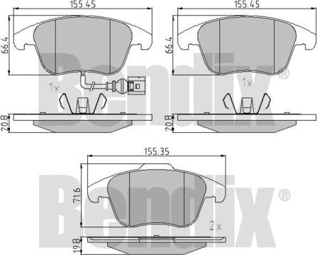 BENDIX 510603 - Brake Pad Set, disc brake www.autospares.lv