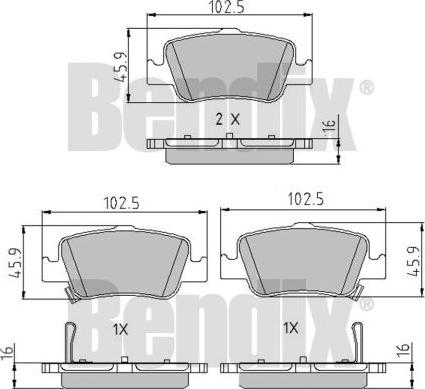 BENDIX 510607 - Brake Pad Set, disc brake www.autospares.lv