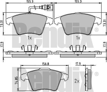 BENDIX 510611 - Тормозные колодки, дисковые, комплект www.autospares.lv